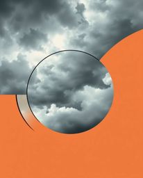 A captivating image depicting a minimalist geometric pattern of circles and lines in the Bauhaus style.  The dramatic backdro