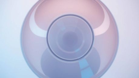 A captivating close-up featuring a glass object reflecting smooth gradient textures, presented in a modern flat design style.