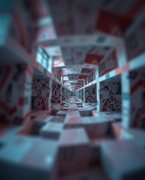 Experience the captivating allure of impossible geometry with this extreme close-up shot featuring an Escher-style cube patte