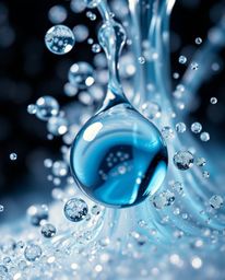 Explore captivating, high-resolution macro photography showcasing glassy fluid 3D shapes in dynamic motion, artfully surround