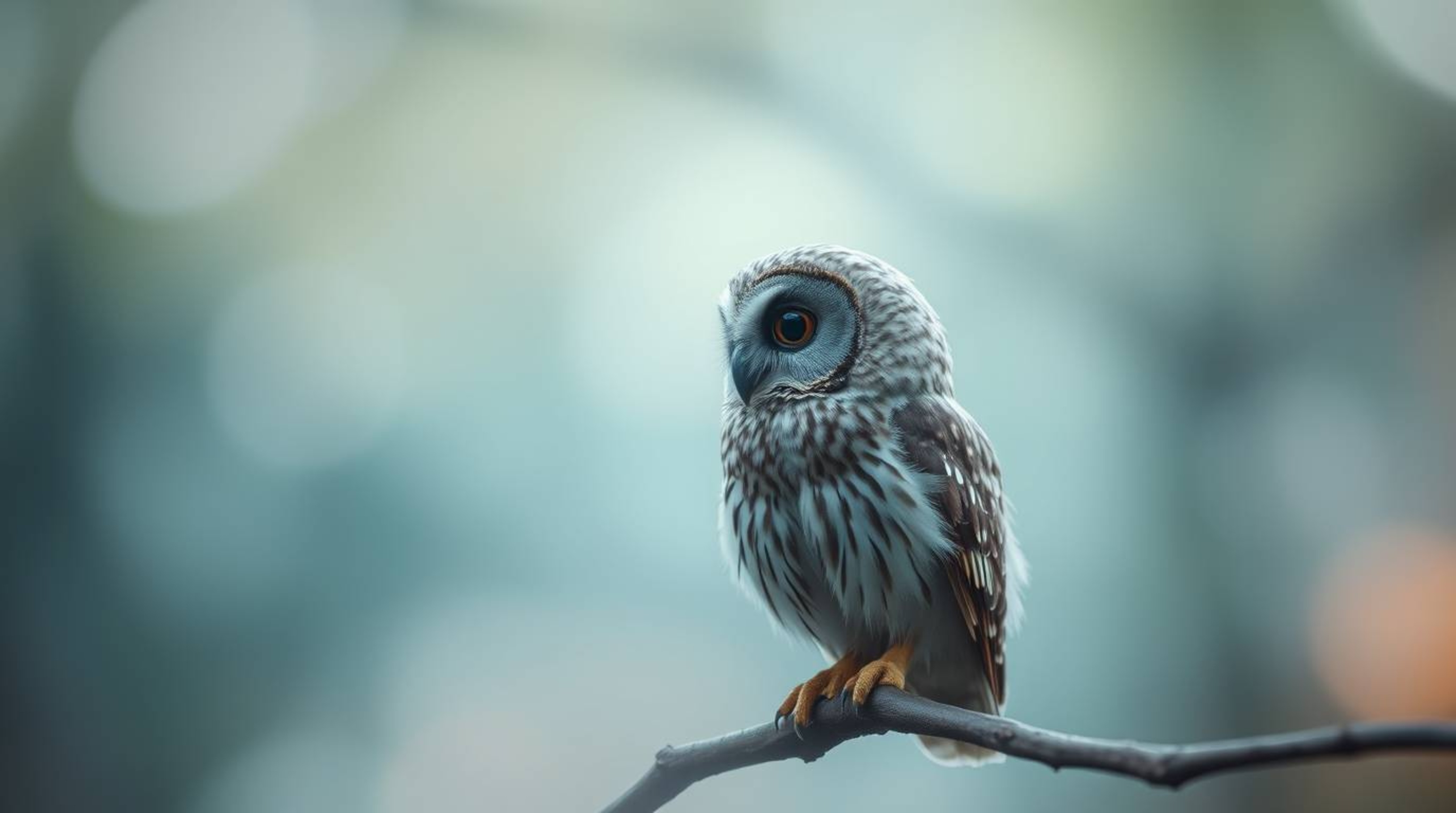A long exposure photograph, characterized by its ethereal quality, soft focus, and cinematic haze, captures a blind owl in a 