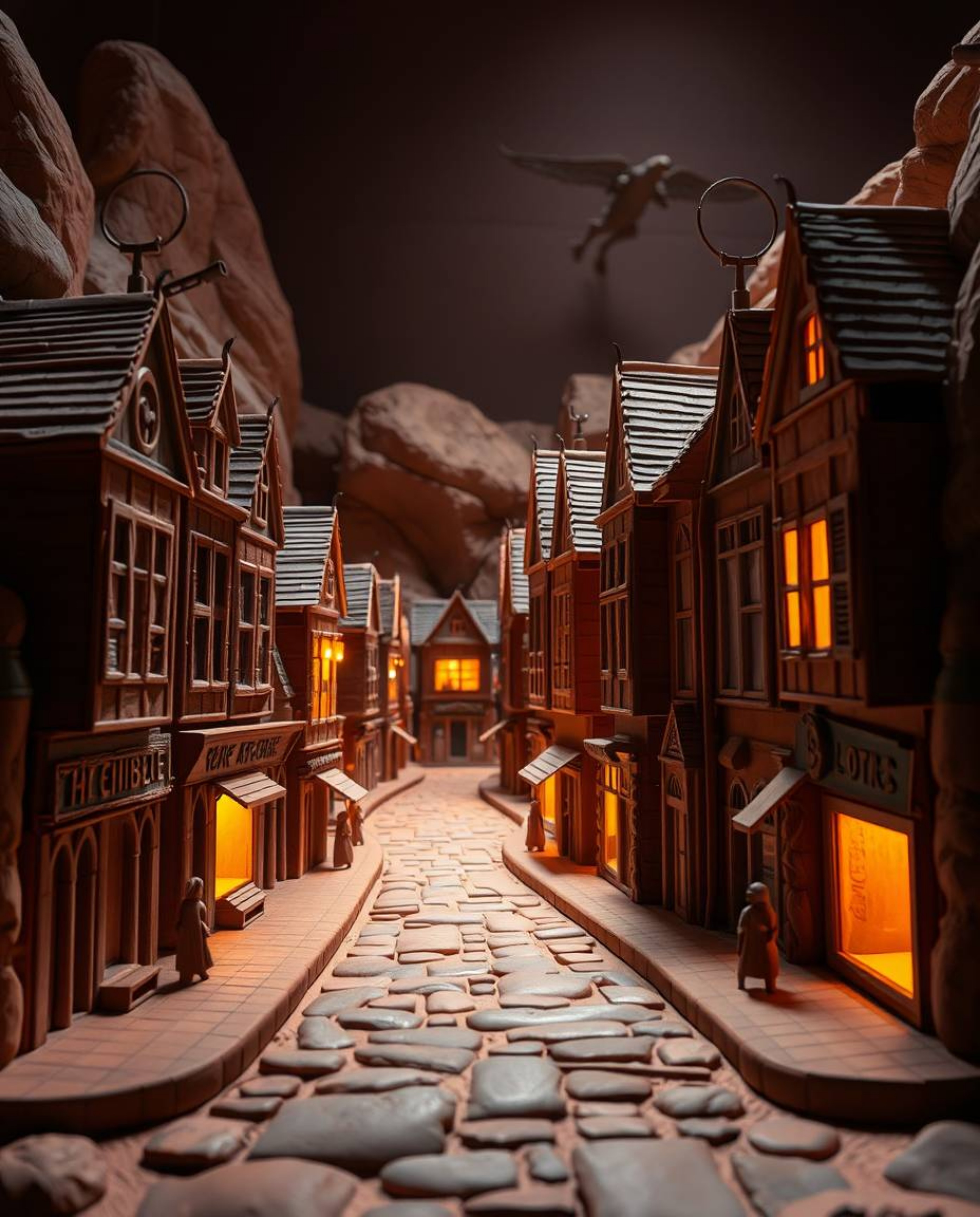 Explore a visually stunning collection of art featuring dramatic lighting on sculptural clay creations and surreal street sce