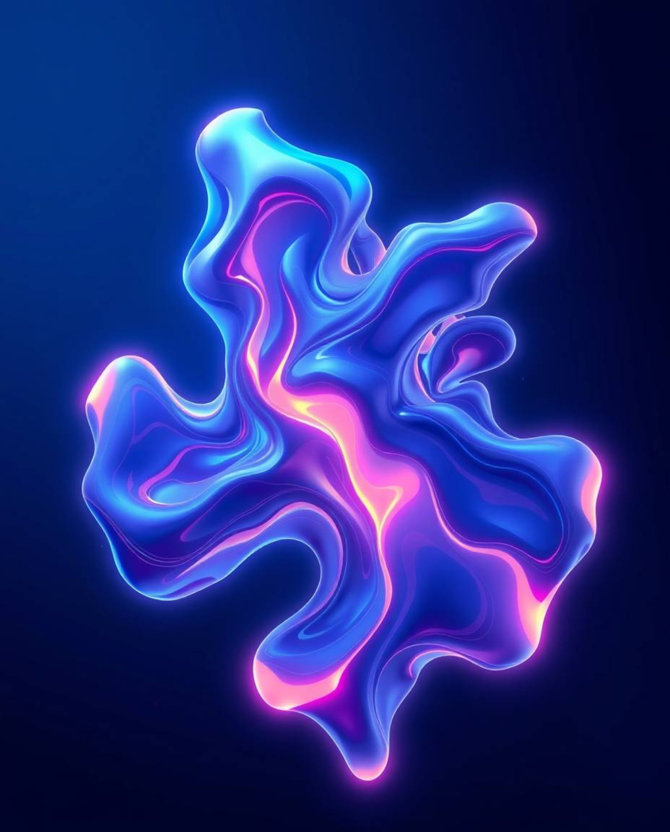 Immerse yourself in a captivating Isekai anime-style world featuring futuristic 3D fluid shapes with mesmerizing glowing edge