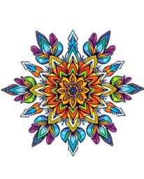 Explore a captivating geometric floral mandala tattoo art print featuring vibrant colors and a symmetric design. This artwork