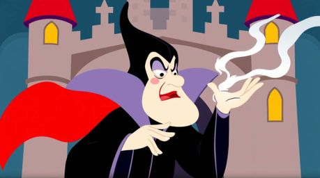 A captivating illustration of a classic Disney villain, rendered in a modern minimalist style.  Featuring simple shapes, bold
