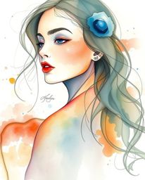 Experience the beauty of delicate watercolor paintings featuring graceful, elegant features, translucent washes, and fluid br