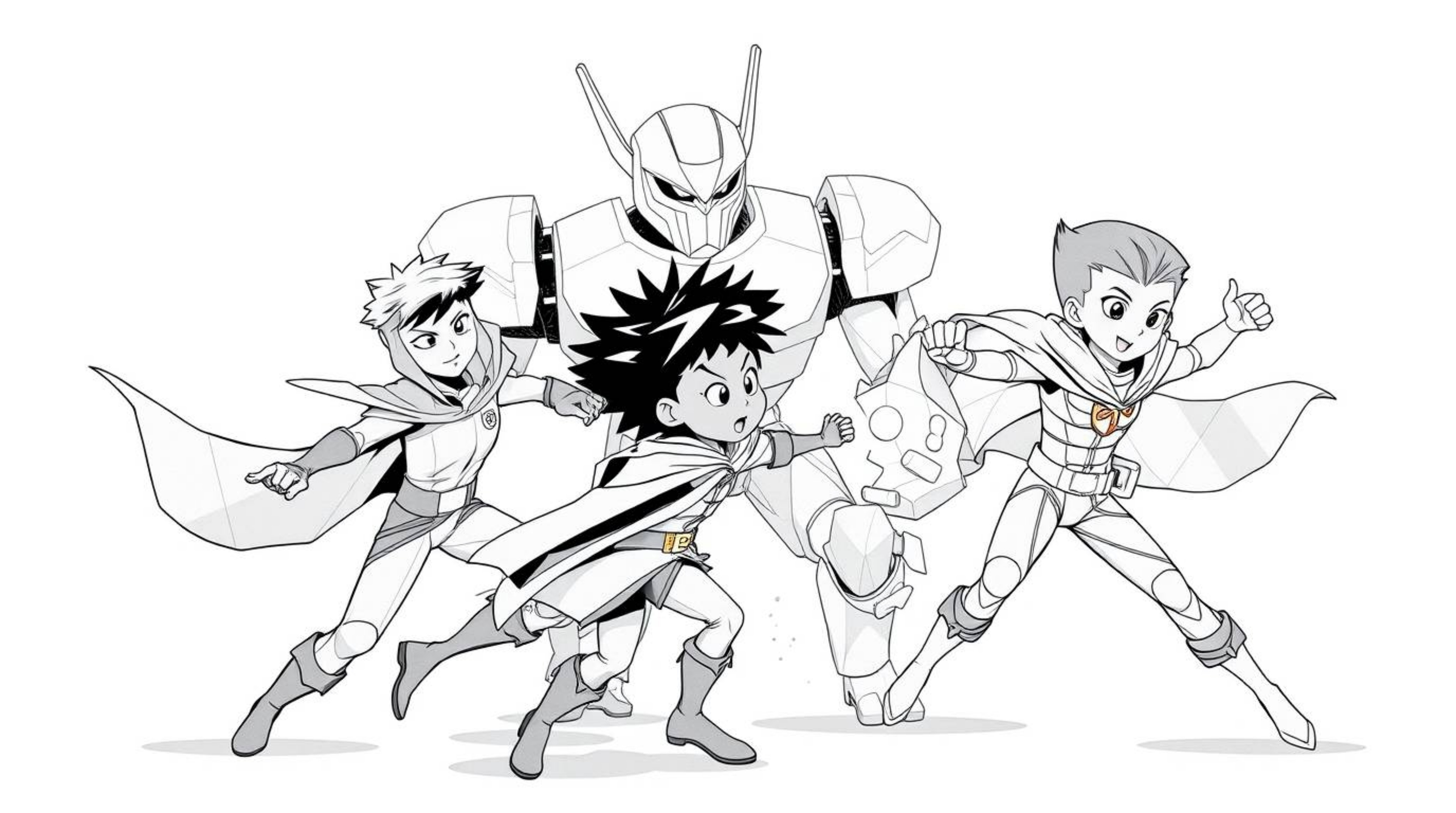 Witness an epic clash in this stunning black and white origami artwork! Three superpowered kids with unique features and dive