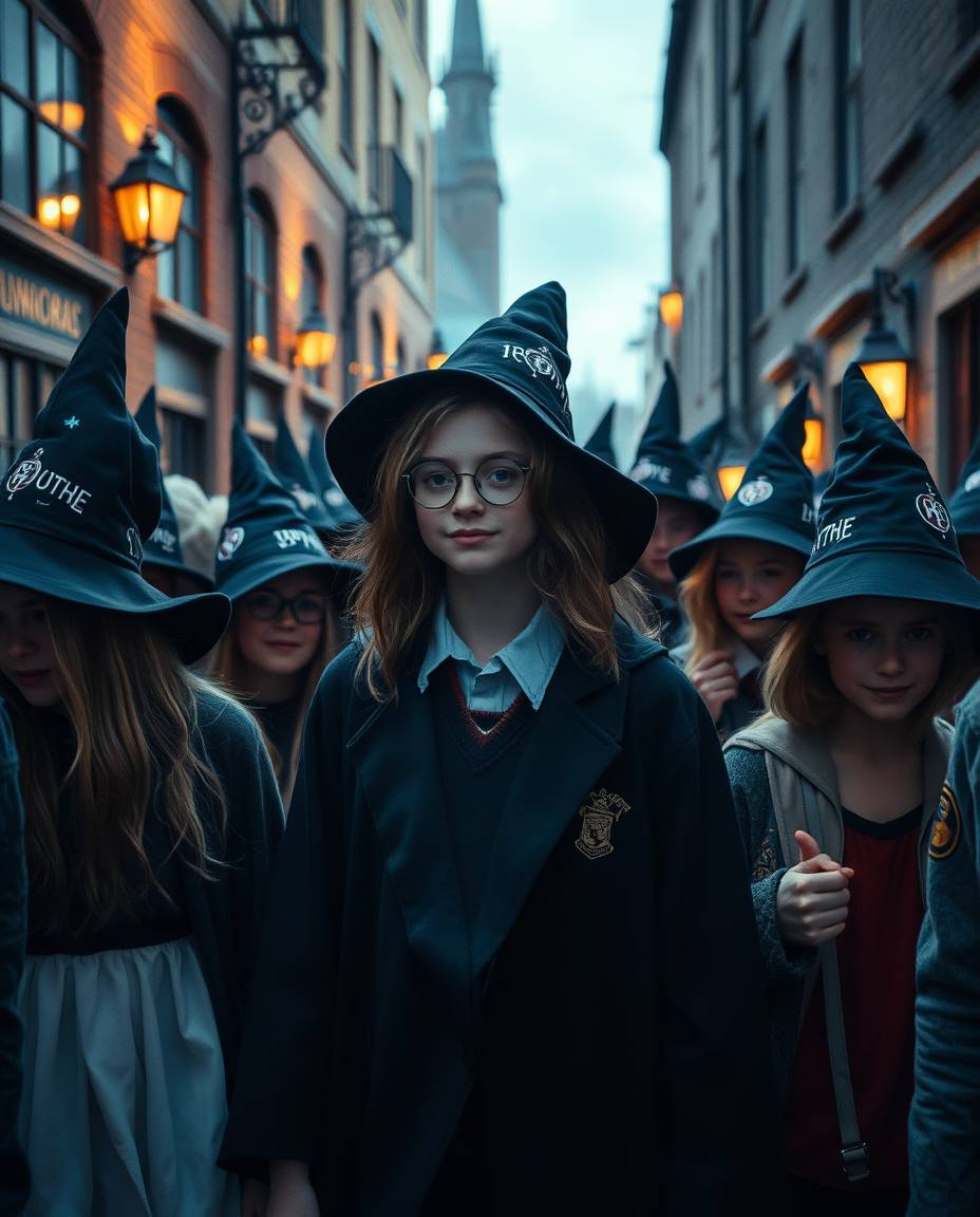 Capture the ethereal, spiritual vibe of a magical school filled with young wizards in an urban setting. This collection of sp