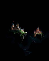Discover a breathtaking fantasy world with intense jet black images, deep shadows, and high contrast. This vibrant kingdom f