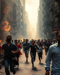 Explore the raw emotion and chaos of a city engulfed in flames through candid street photography. Witness spontaneous moments
