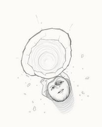 A captivating hand-drawn sketch depicts a child with a curious expression discovering a swirling, luminous portal in their ba