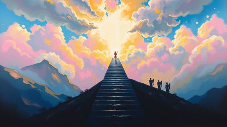 This vibrant acrylic painting features bold brushstrokes and strong contrasts, utilizing chiaroscuro lighting to highlight a 