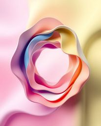 Explore a captivating 3D illustration showcasing fluid shapes seamlessly morphing in an endless loop, crafted with a layered 