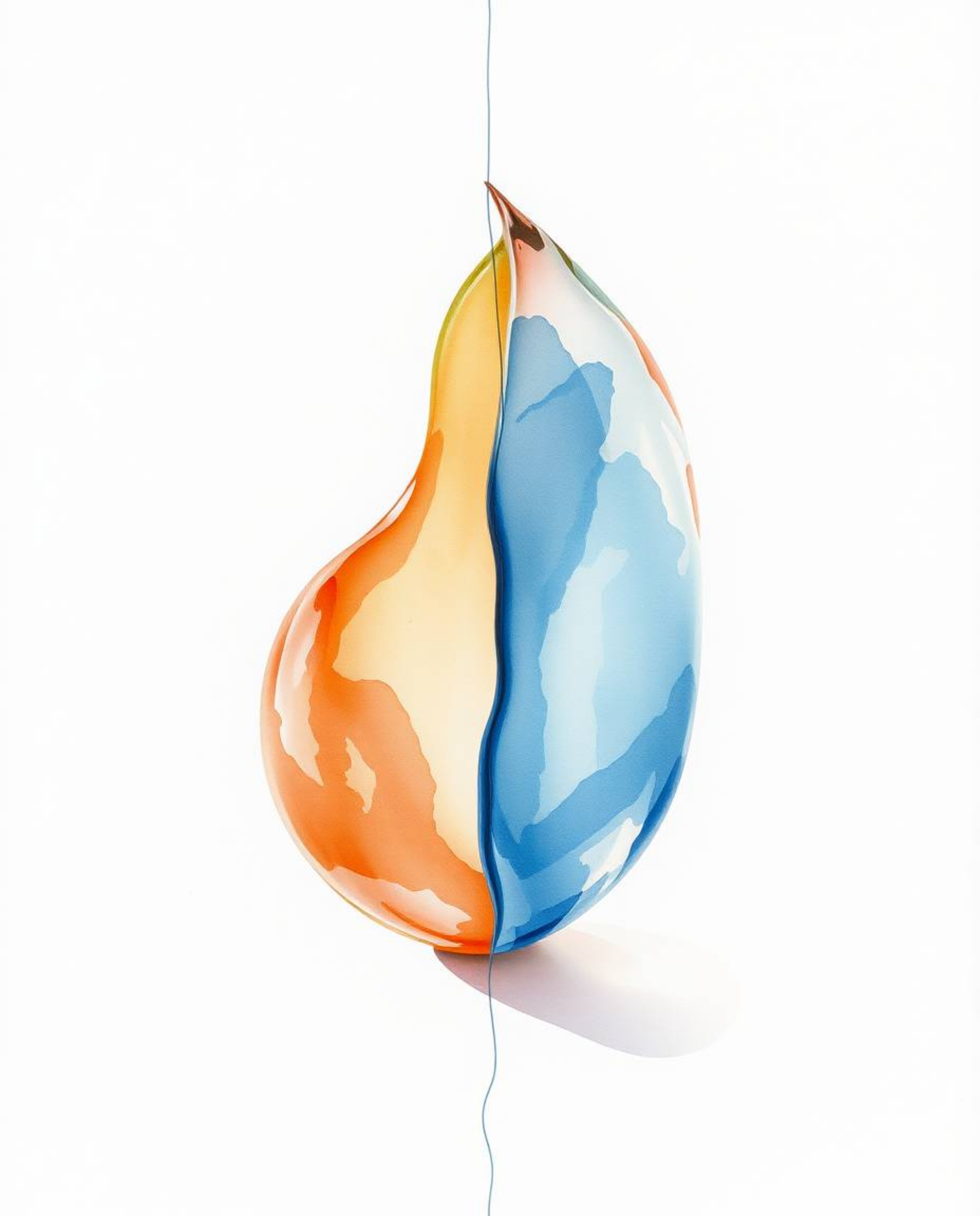 Explore a captivating artwork featuring a delicate watercolor painting with a distinct split composition. This piece showcase