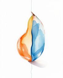 Explore a captivating artwork featuring a delicate watercolor painting with a distinct split composition. This piece showcase