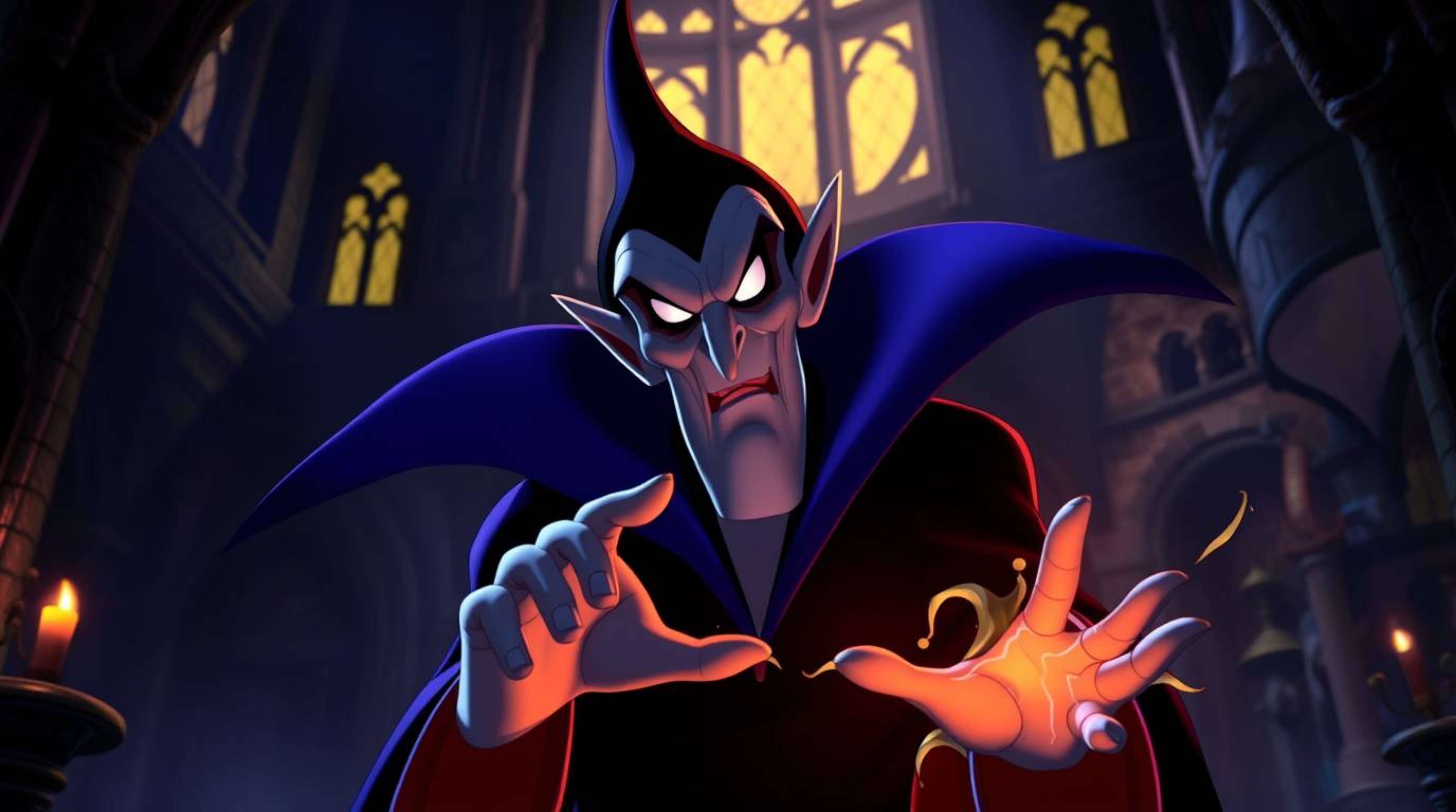 Experience the dark magic of a classic Disney villain as they cast a powerful spell within the aged walls of an old castle. B
