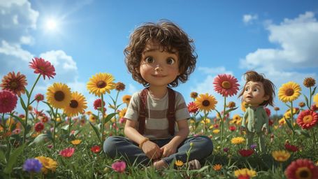 A vibrant, high-resolution stock photo captures a bright-eyed, freckled homeschooled genius, aged around 10-12, with curly br