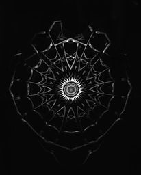 This captivating black and white image creates an eerie and creepy atmosphere with its geometric pattern optical illusion, re