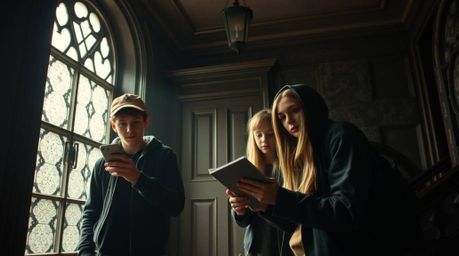 This collection features candid street photography capturing the essence of teenagers immersed in solving a mystery within a 