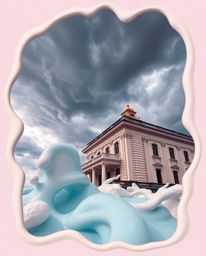 Explore captivating architectural color photographs featuring intense, dramatic weather and abstract 3D liquid forms in paste