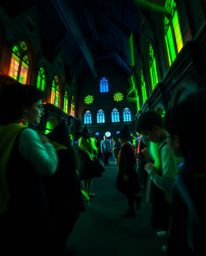 Explore the captivating world of long exposure photography where bioluminescent colors illuminate a magical school brimming w