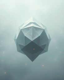 Explore the intricate beauty of origami fused with a cyberpunk aesthetic. Glitched geometric shapes float within a thick, fog