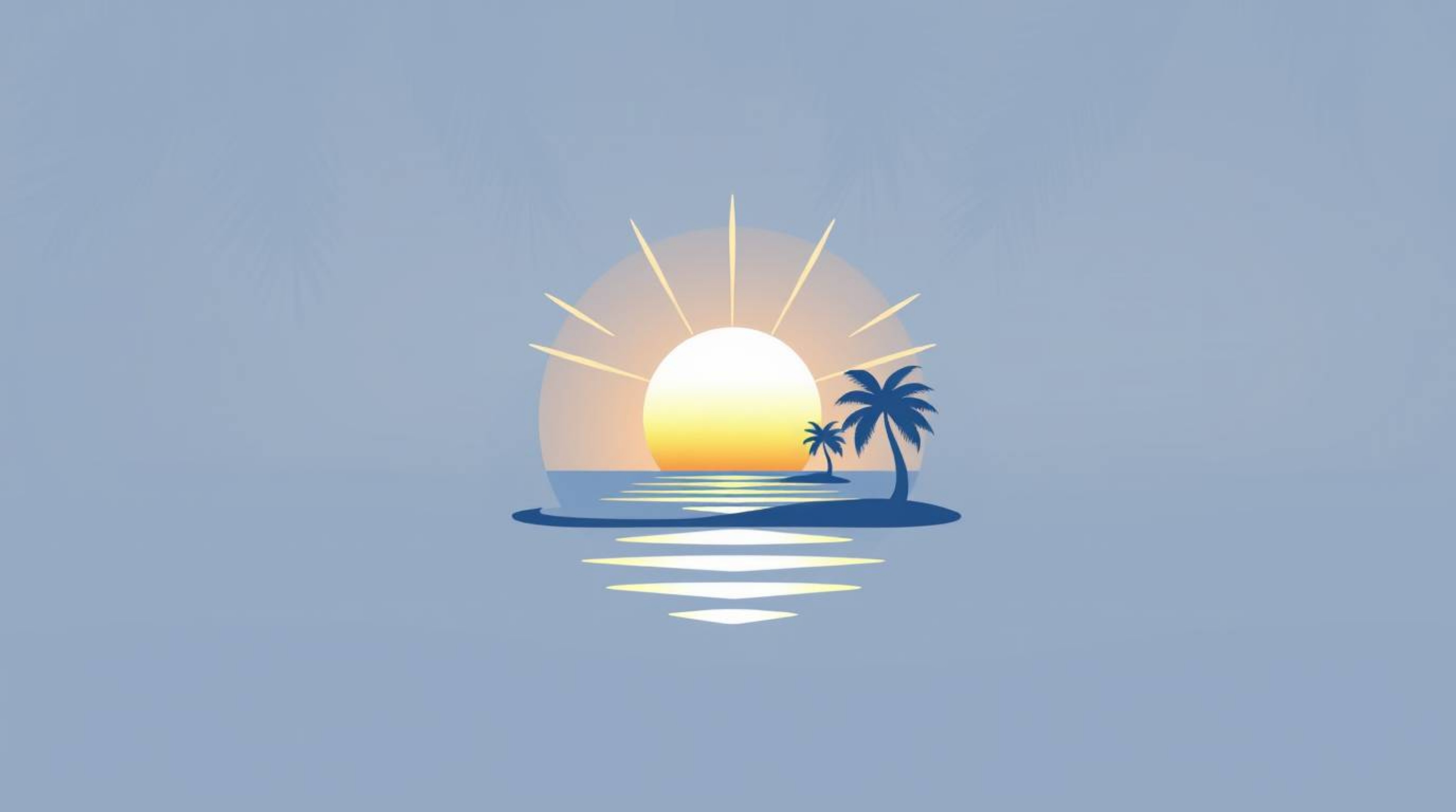 A captivating geometric logo design evokes a serene tropical beach sunset.  Clean lines and symmetrical elements create a bal