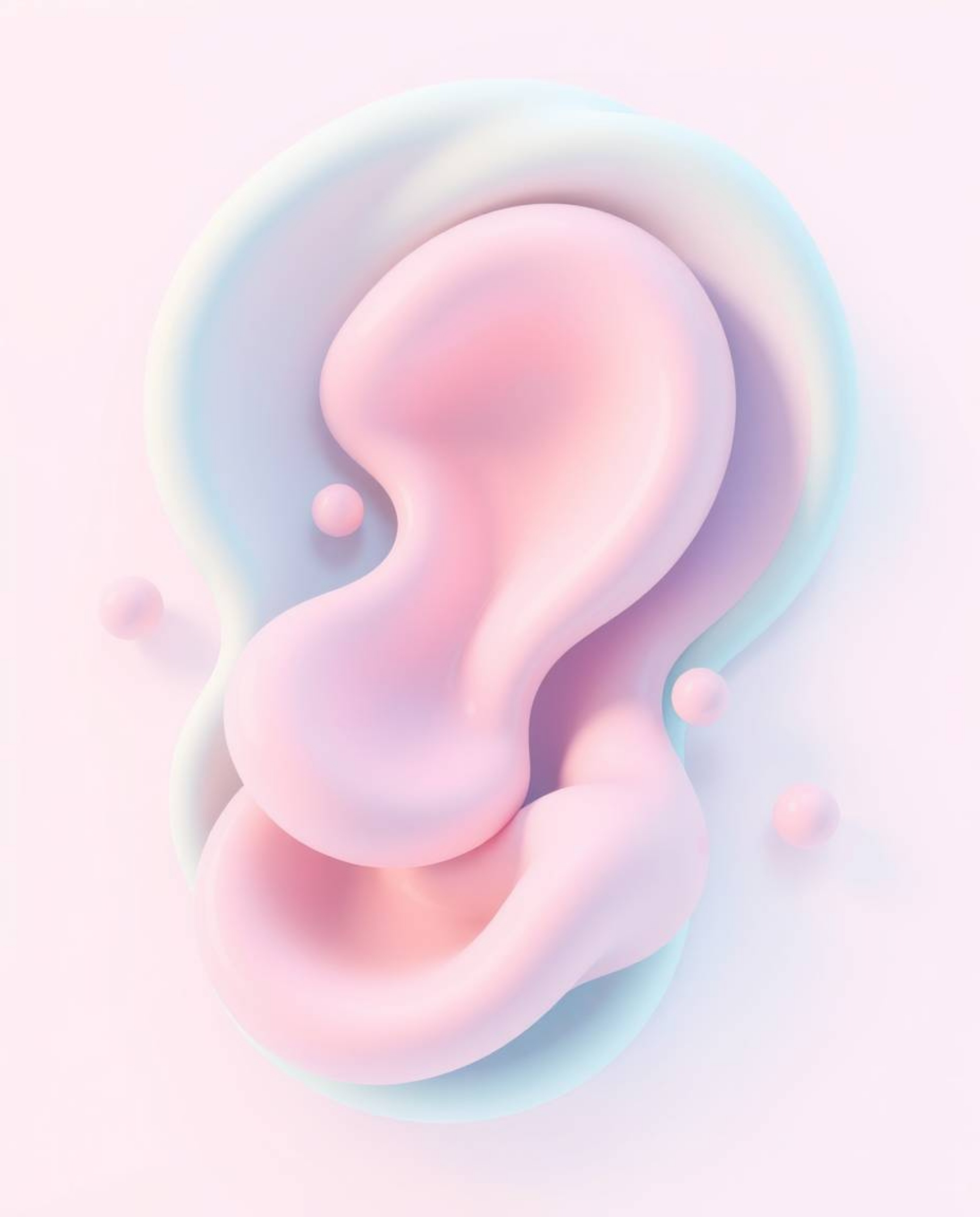An adorable and cute Isekai anime-style depiction showcasing abstract 3D liquid forms rendered in soothing pastel colors. Fea