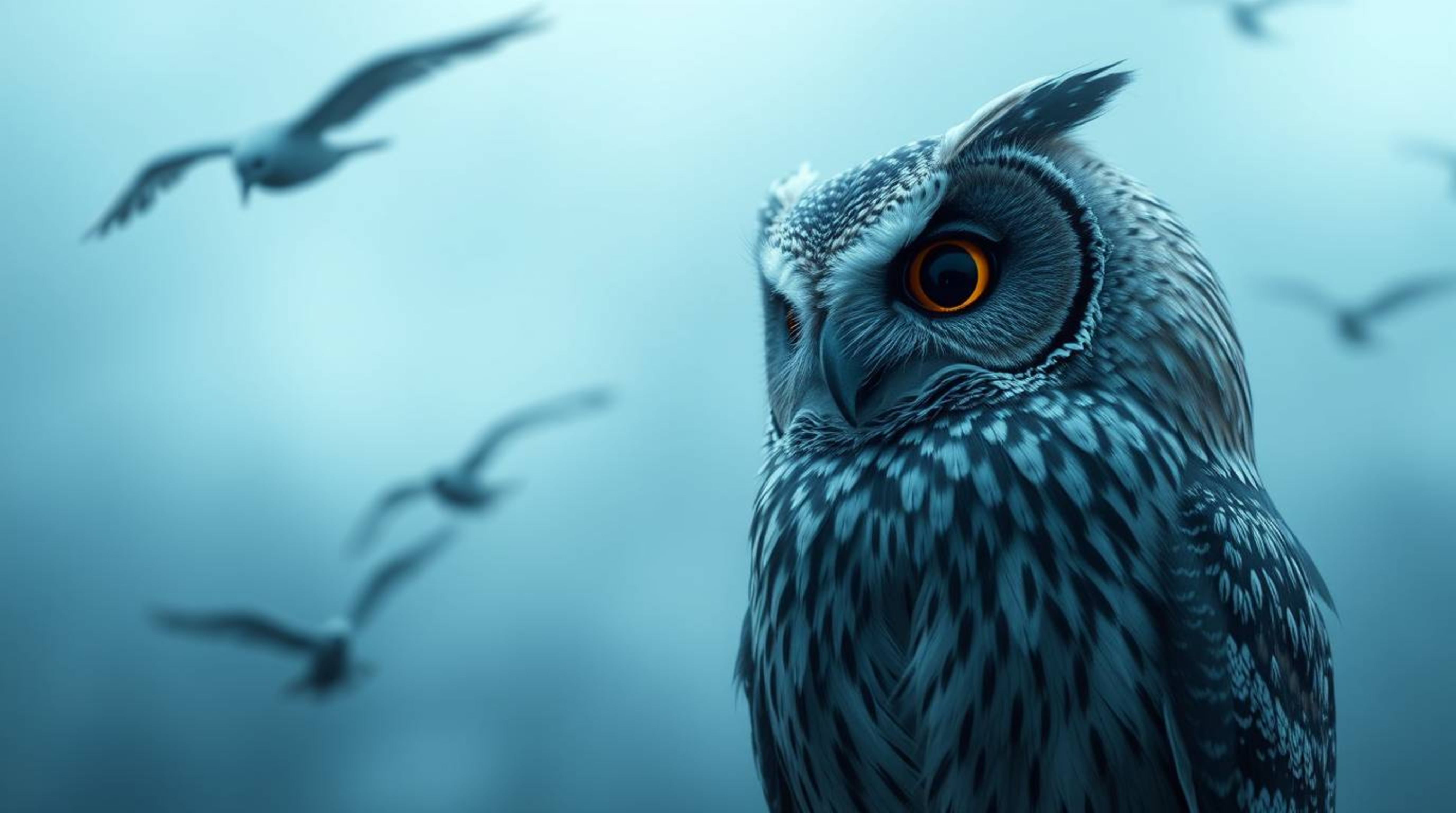 A long exposure photo, imbued with an ethereal quality and a soft cinematic haze, captures a blind owl in a charming Pixar st