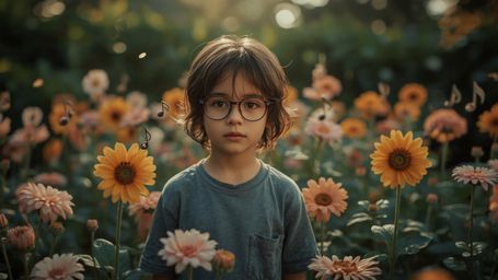 In a cinematic photograph reminiscent of a Pixar animation, a brilliant and introverted homeschooled child stands with a gent