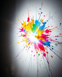Experience a vibrant explosion of color with this abstract art piece featuring volumetric lighting.  High detail showcases co