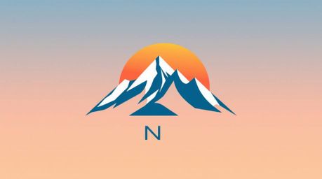 This geometric logo design is inspired by the serene beauty of snow-covered mountains illuminated by a pastel sunset. It feat