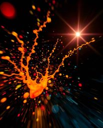 Explore artistic photography that captures dynamic colorful splashes on a stark black background. Witness freeze-frame motion