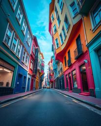 Experience the captivating allure of long exposure photography in a surreal street scene. Witness buildings folding and twist