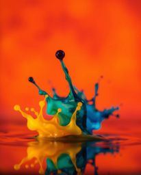 A stunning fine art macro photograph captures the vibrant beauty of ink swirling in water.  The image features soft focus wit