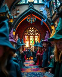 Immerse yourself in the enchanting world of a magical school brimming with young wizards. This extreme macro close-up showcas