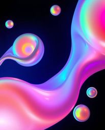 Experience the captivating beauty of glowing bioluminescent colors illuminating smooth 3D fluid shapes with metallic textures