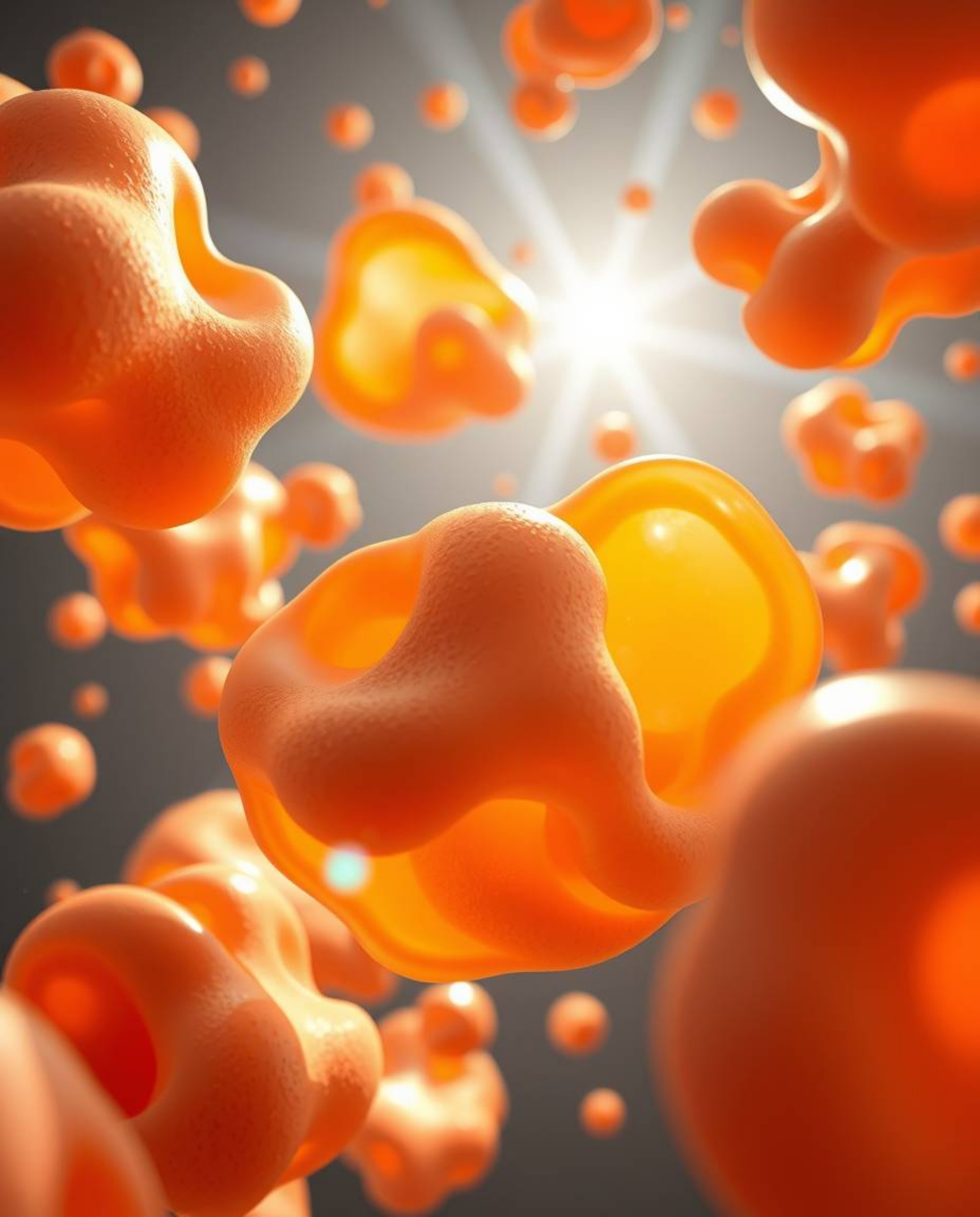 This captivating 3D render features fluid, organic blobs gracefully floating in the vast expanse of space. Translucent materi
