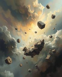 Experience the awe-inspiring beauty of a surreal storm brought to life in a breathtaking oil painting. Witness objects defy g