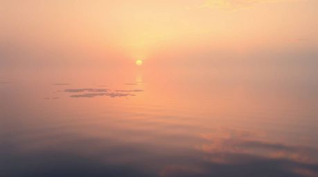 A soft pastel photograph capturing the serene beauty of a calm pond reflecting a vibrant sunset. The gentle soft light and di
