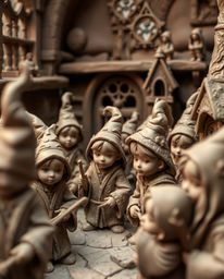 Immerse yourself in a magical school filled with young wizards, brought to life as a captivating sculptural clay art piece. T