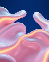 A stunning high-resolution stock photo showcasing futuristic 3D fluid shapes with captivating glowing edges against a deep bl