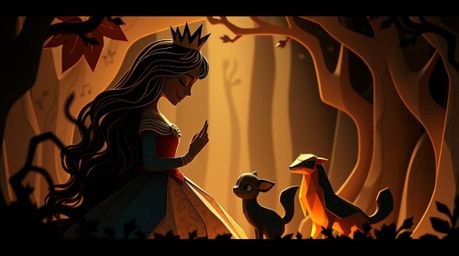 This collection features an intricate origami-style princess surrounded by forest animals, all captured in a stunning vintage