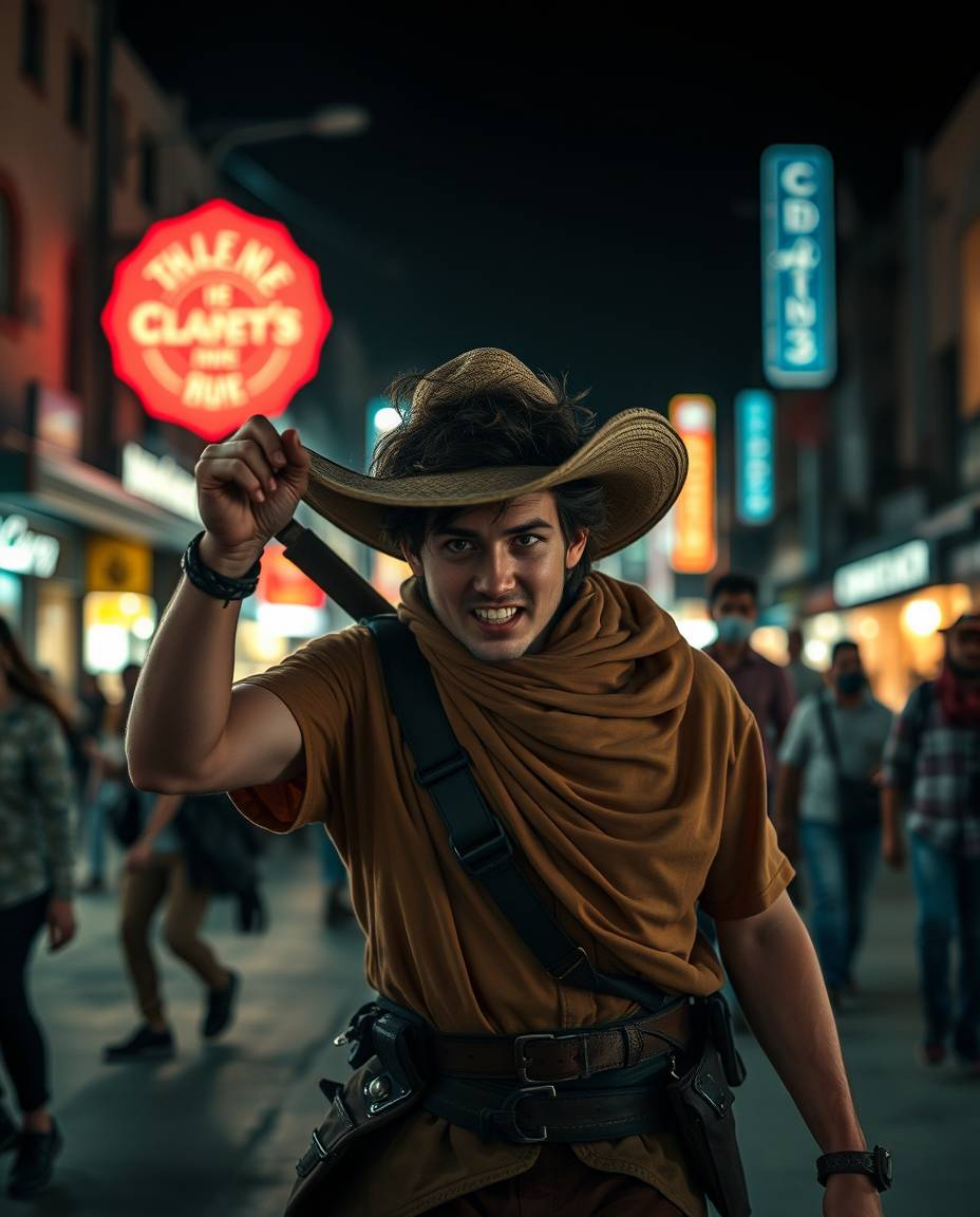 Explore a captivating blend of candid street photography with the vibrant aesthetics of a Disney-style desert adventure. Witn