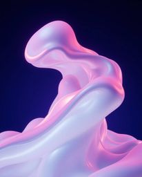 Experience a captivating blend of surreal infrared tones and futuristic 3D fluid shapes with glowing edges, set against a dee