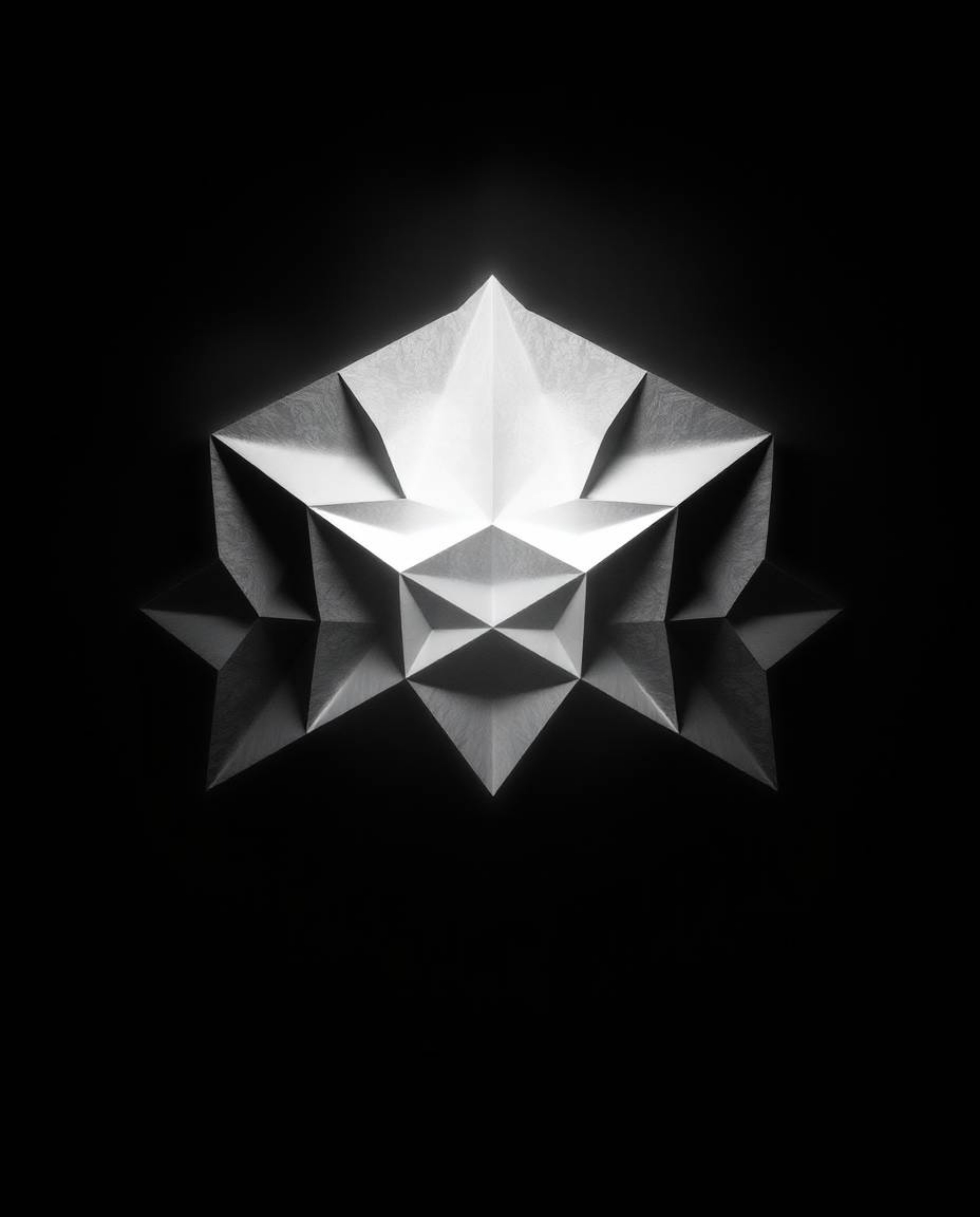 Experience a dreamlike cinematic composition in monochrome, featuring a captivating 3D geometric pattern reminiscent of folde