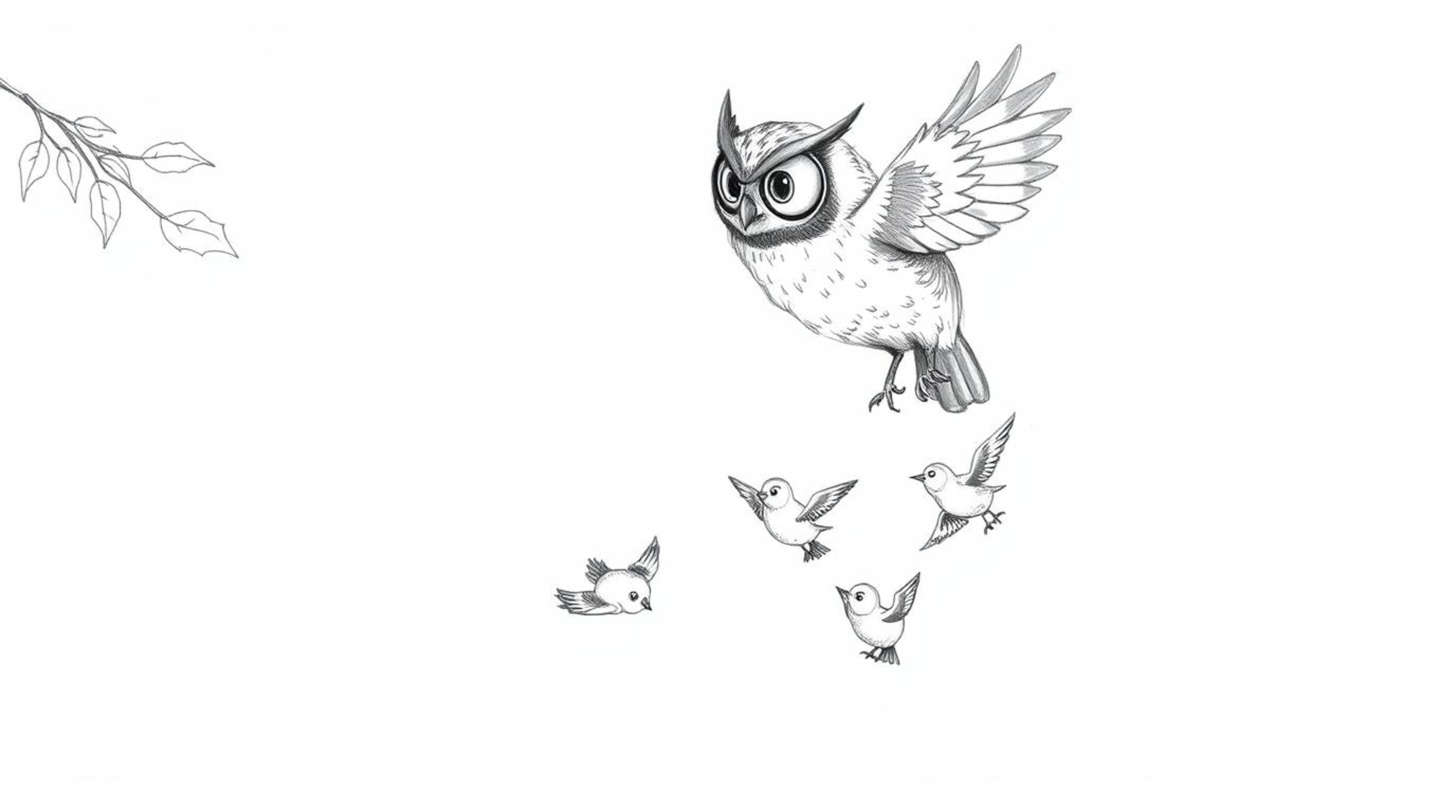 A hand-drawn sketch showcases a unique scene: a blind owl, rendered in the iconic Pixar animation style, patiently teaching a