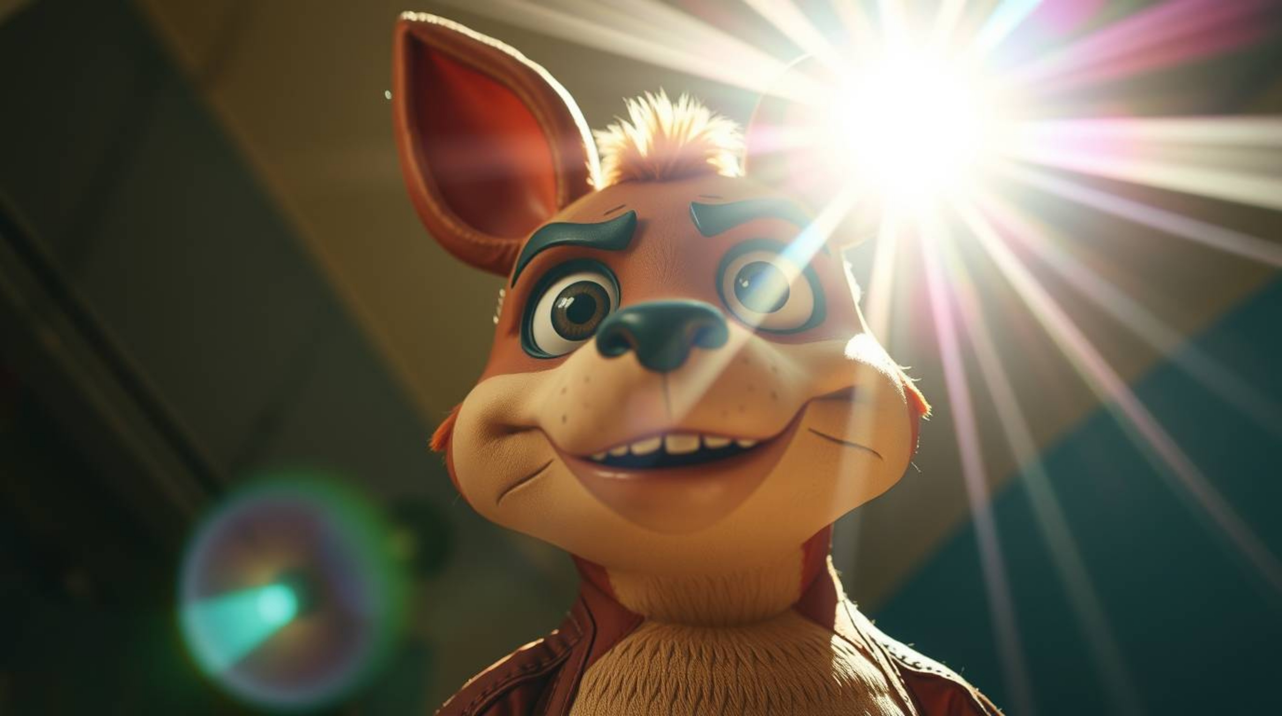 This captivating scene features a high-angle perspective with a bright lens flare, showcasing the layered texture of papier-m
