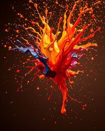 Experience a captivating and luxurious visual with vibrant paint suspended in mid-air, meticulously captured using a high-spe