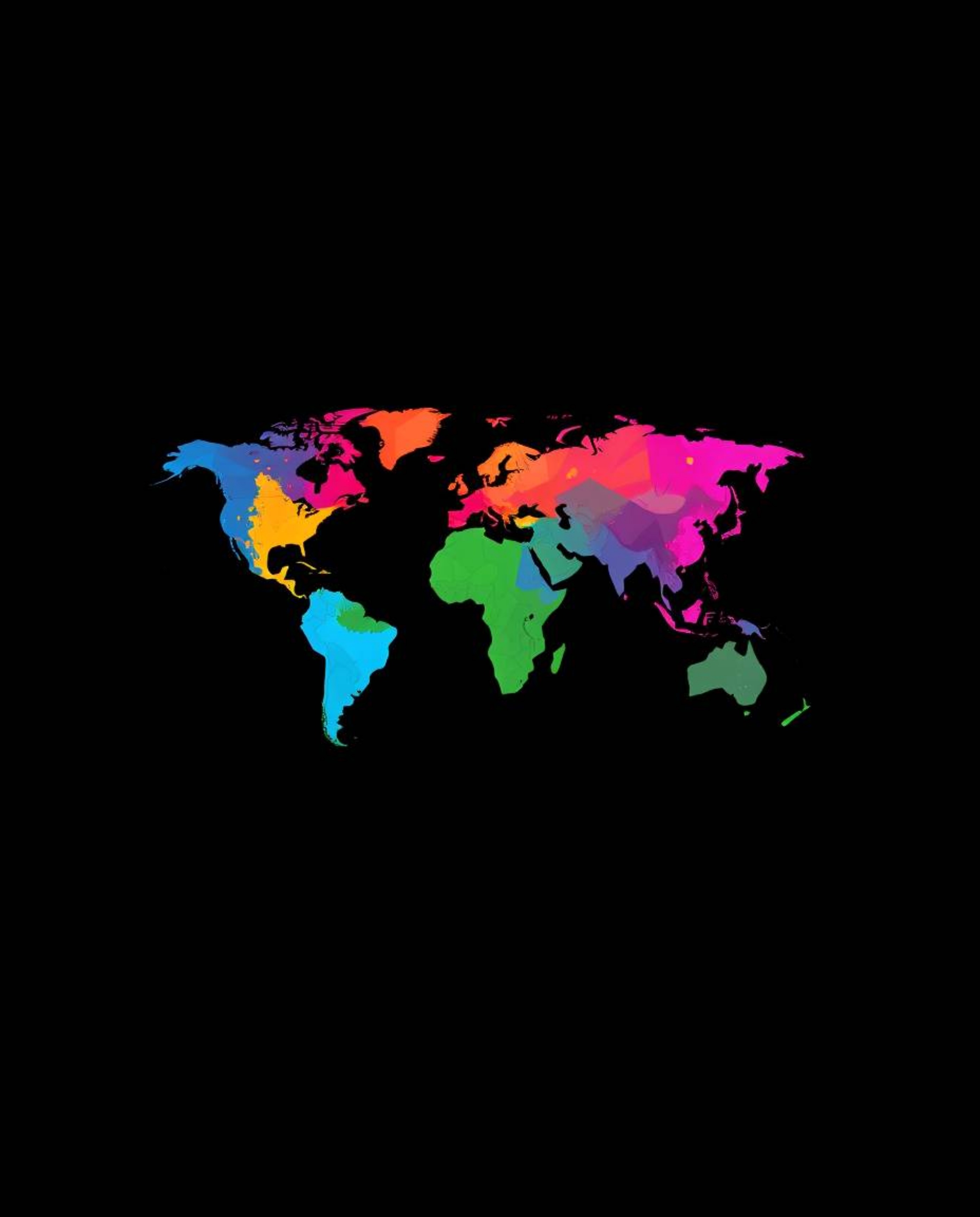 This intensely black logo design is inspired by bright and colorful splashes that subtly form a world map. The abstract conce